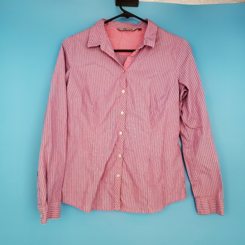 Annabelle Shirt Size Medium Button Up Cotton Striped Long Sleeve
